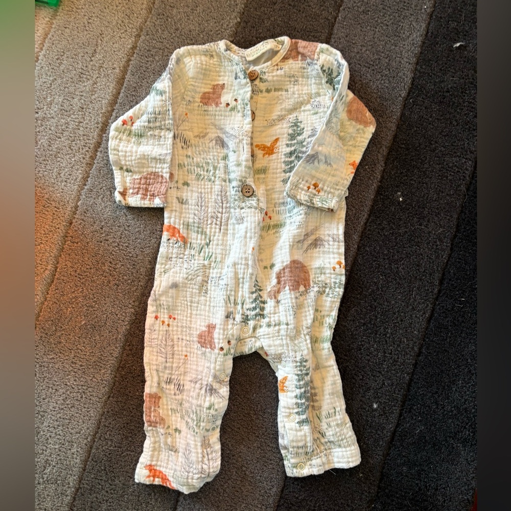 Elegant Baby - organic crinkle gauze muslin one piece 3-6 M